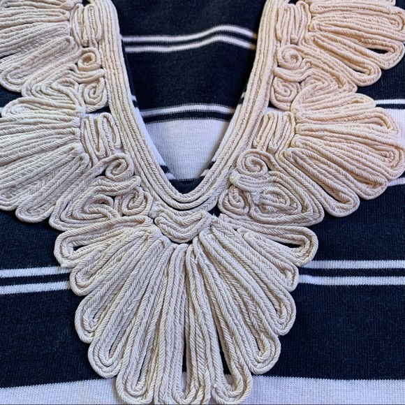 J. Crew Navy Striped Embroidered Tee size Sm - Picture 3 of 7